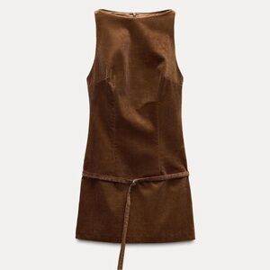 ZARA Brown Corduroy Sleeveless Dress